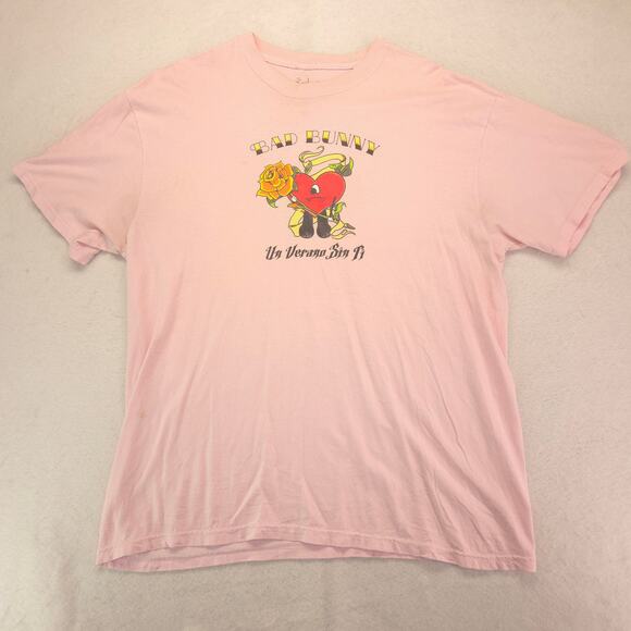 Bad Bunny Band Short Sleeve Crew Neck T Shirt Womens Size Extra Large XL Pink - Picture 2 of 9